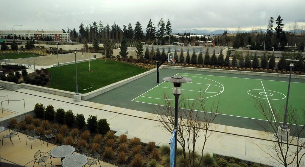 Row of outdoor courts on a campus